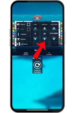 Choosing the bet per line before a spin in Dolphin's Pearl