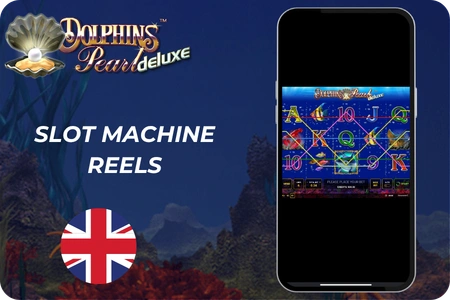 Slot machine reels showing Novomatic games similar to Dolphin's Pearl
